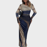 Теодора - Дълга удобна рокля с десен