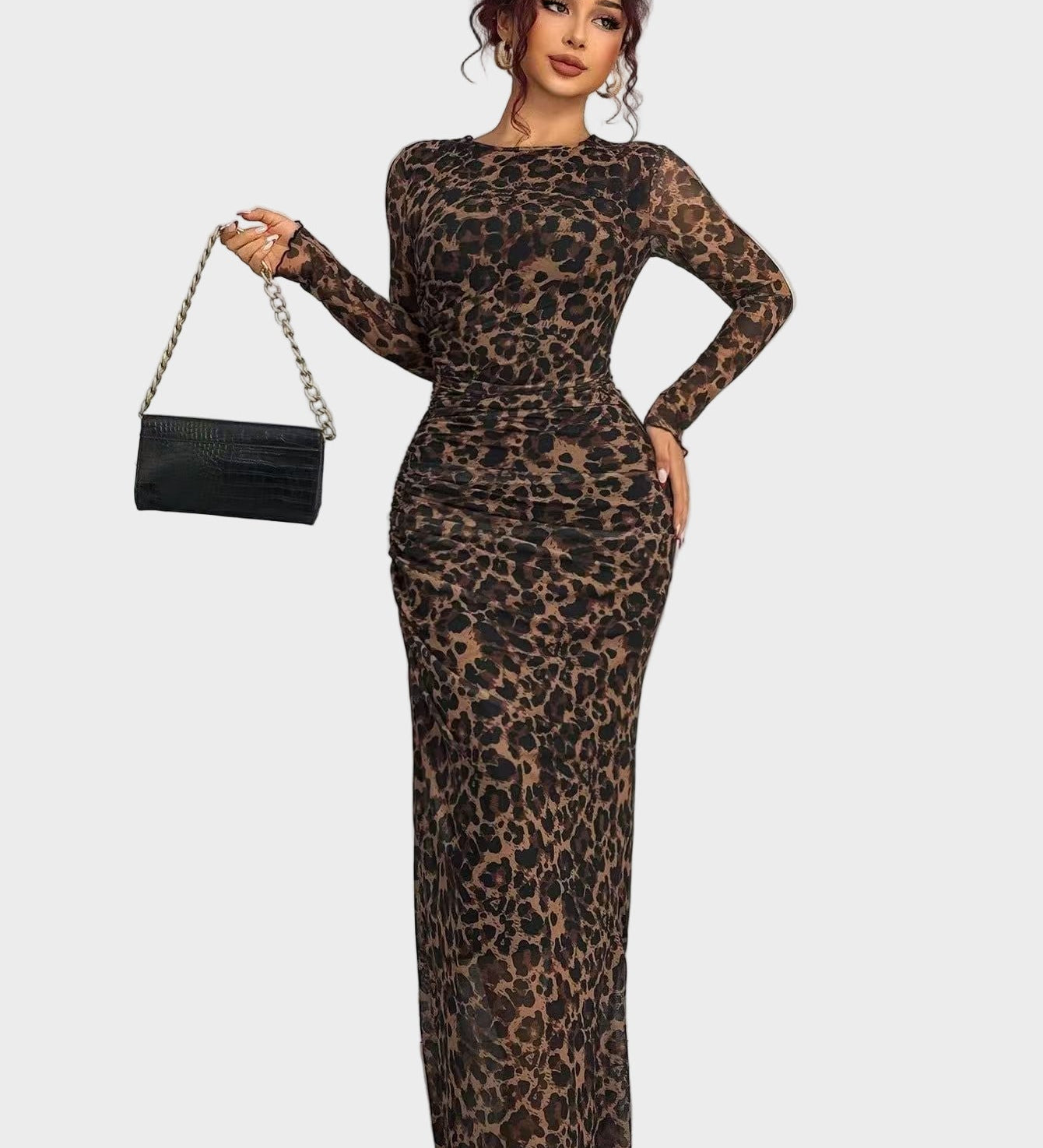 Теодора - Дълга удобна рокля с десен