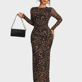 Теодора - Дълга удобна рокля с десен