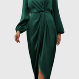 Даниела - Елегантна Дълга Рокля с V-Изрез и Страничен Разрез