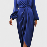 Даниела - Елегантна Дълга Рокля с V-Изрез и Страничен Разрез