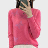 Десислава - Плетен Дамски Пуловер с Узор на Пеперуда