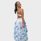 Елена - Дълга цветна рокля с волани