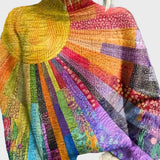 Десислава - Плетен Пуловер с Яка и Живописен Узор