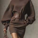 Десислава - Къса рокля от трико с колан