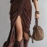 Любомира - Миди рокля от плисирано кадифе