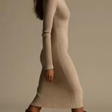 Яна - Миди рокля в бежов цвят