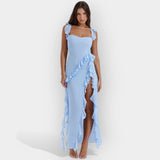 Гергана - Рокля с Разкроен Дол и Регулируеми Волани