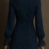 Лилия - Мини суедово рокля Aurora с дантела