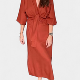 Десислава - Касулна рокля с преден възел и V-образно деколте