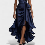 Елена - Сатенена официална рокля с волани