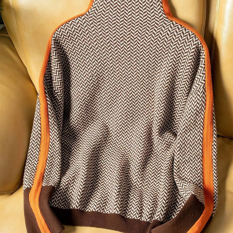 Джиорджия - Пуловер с висок яка и контрастни райета