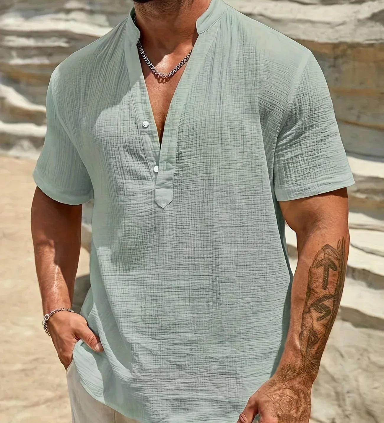 Десислава - Елегантна лятна риза с висока яка