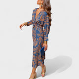 Калина - Миди рокля с V-образно деколте