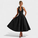 Десислава - Миди рокля с халтер деколте