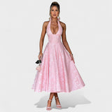 Десислава - Миди рокля с халтер деколте