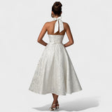 Десислава - Миди рокля с халтер деколте