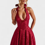 Десислава - Миди рокля с халтер деколте