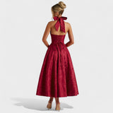 Десислава - Миди рокля с халтер деколте