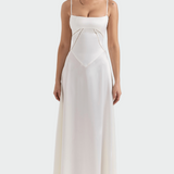 Радостина - Сатенена макси рокля с тънки презрамки