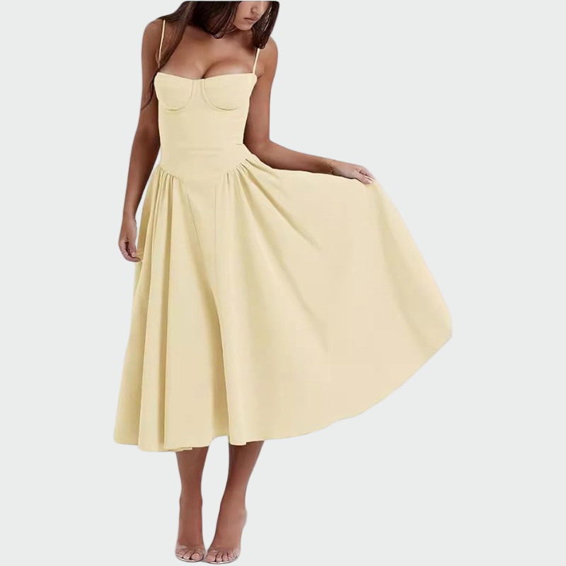 Десислава - макси рокля от сатен с тонки презрамки