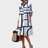 Виктория - Женска рокля с геометричен принт