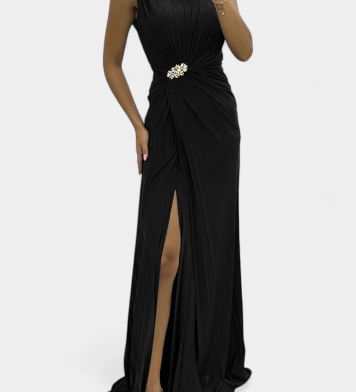 Надежда - Макси Рокля с Плисировки и Страничен Изрез