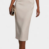 Елена - Миди Рокля с Перлени Детайли и Кръгло Деколте