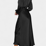 Десислава - Рокля с Висок Яка и Цветни Детайли