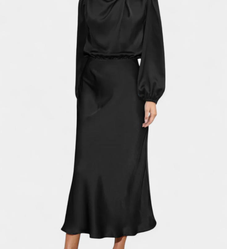 Десислава - Рокля с Висок Яка и Цветни Детайли