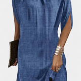 Зорница - Миди Рокля Без Временски Рамки с Кръгло Деколте