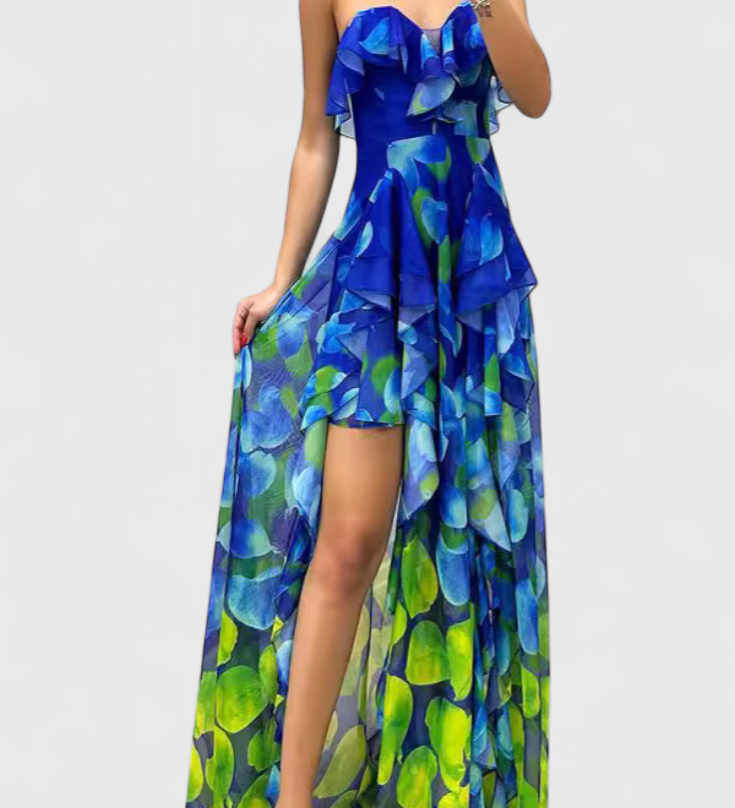 Даниела - Рокля без Ръкави с Волани и Градиентно Отворена