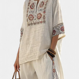 Надежда - Комплект Дейзи от бамбуков плат с елегантни червени и зелени ивици