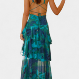 Гергана - Рокля от Шифон с V-Изрез и Пухкави Ръкави