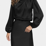 Десислава - Рокля с Висок Яка и Цветни Детайли