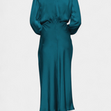 Десислава - Рокля с Висок Яка и Цветни Детайли