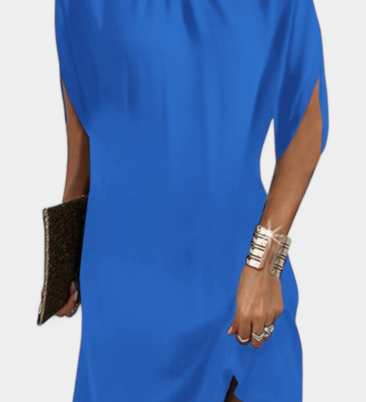 Зорница - Миди Рокля Без Временски Рамки с Кръгло Деколте