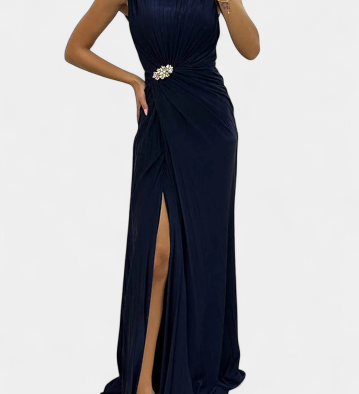 Надежда - Макси Рокля с Плисировки и Страничен Изрез