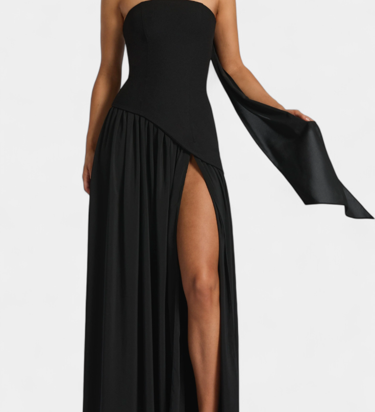 Деница - Рокля без Ръкави от Шифон с Боков Разрез