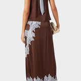 Надежда - Комплект Топ и Пола с Контрастни Чипкови Пана