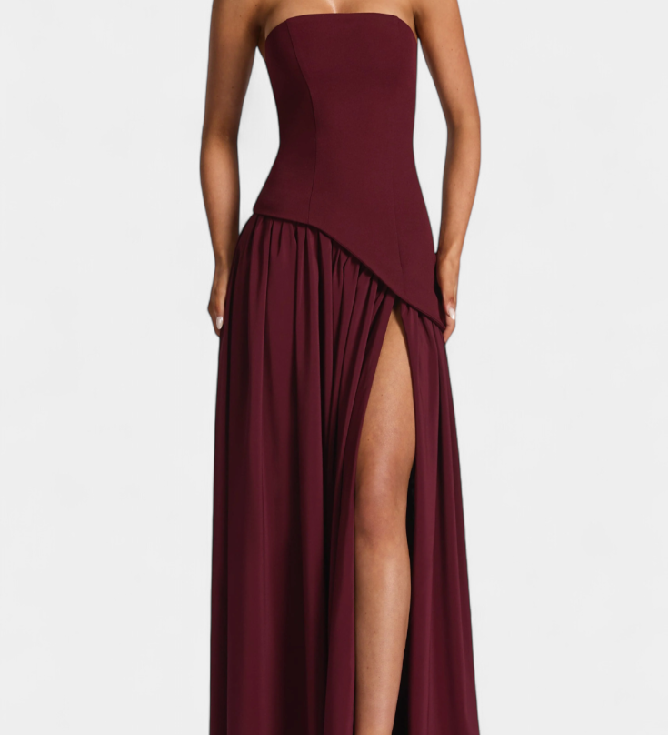 Деница - Рокля без Ръкави от Шифон с Боков Разрез