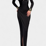 Петя - Рокля с Дълги Ръкави и Дълбоко В Деколте