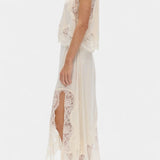 Петя - Миди Пола с Дантелени Детайли и Асиметричен Подгъв