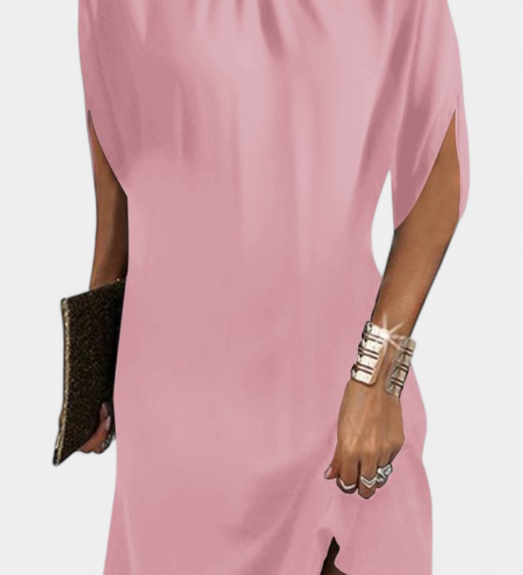 Зорница - Миди Рокля Без Временски Рамки с Кръгло Деколте