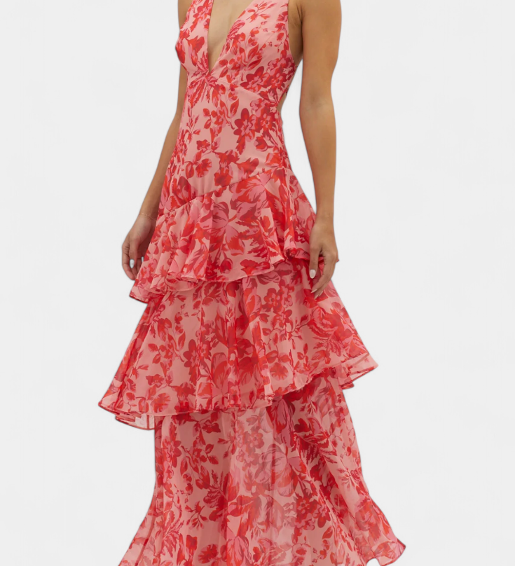 Гергана - Рокля от Шифон с V-Изрез и Пухкави Ръкави