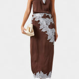 Надежда - Комплект Топ и Пола с Контрастни Чипкови Пана