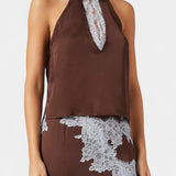 Надежда - Комплект Топ и Пола с Контрастни Чипкови Пана