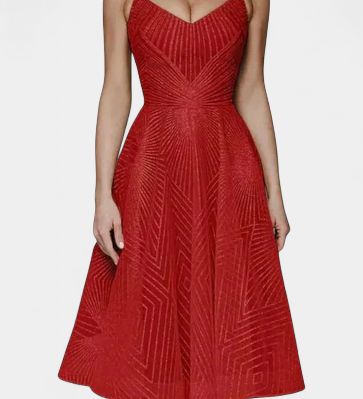 Магдалена - Дълга Рокля с Бродерия и А Силует