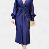 Даниела - Дълга Рокля с Дълги Ръкави и V-Изрез