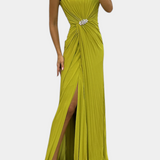 Надежда - Макси Рокля с Плисировки и Страничен Изрез